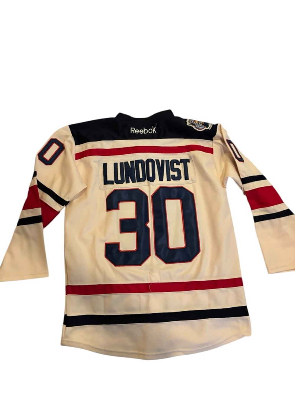 Reebok 2012 Winter Classic NY Rangers Cream/Navy/Red #30 Lundqvist Jersey Sz 48 - Picture 2 of 9